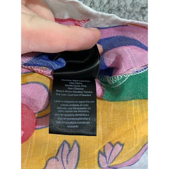 HARVE BENARD MULTICOLOR FLORAL PRINT RUFFLED LIGHTWEIGHT COTTON TOP Medium (M) - Picture 5 of 10